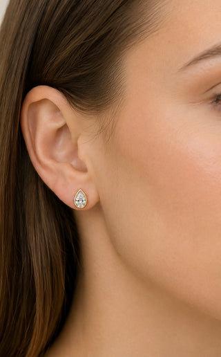 BEZEL PEAR STUDS
